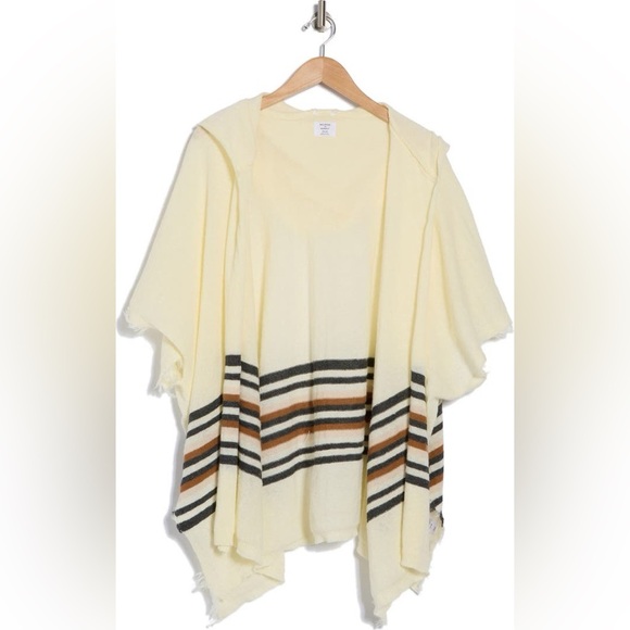 Melrose and Market Stripe Hooded Ruana, Ivory Combo, One Size, NWT - Picture 3 of 3